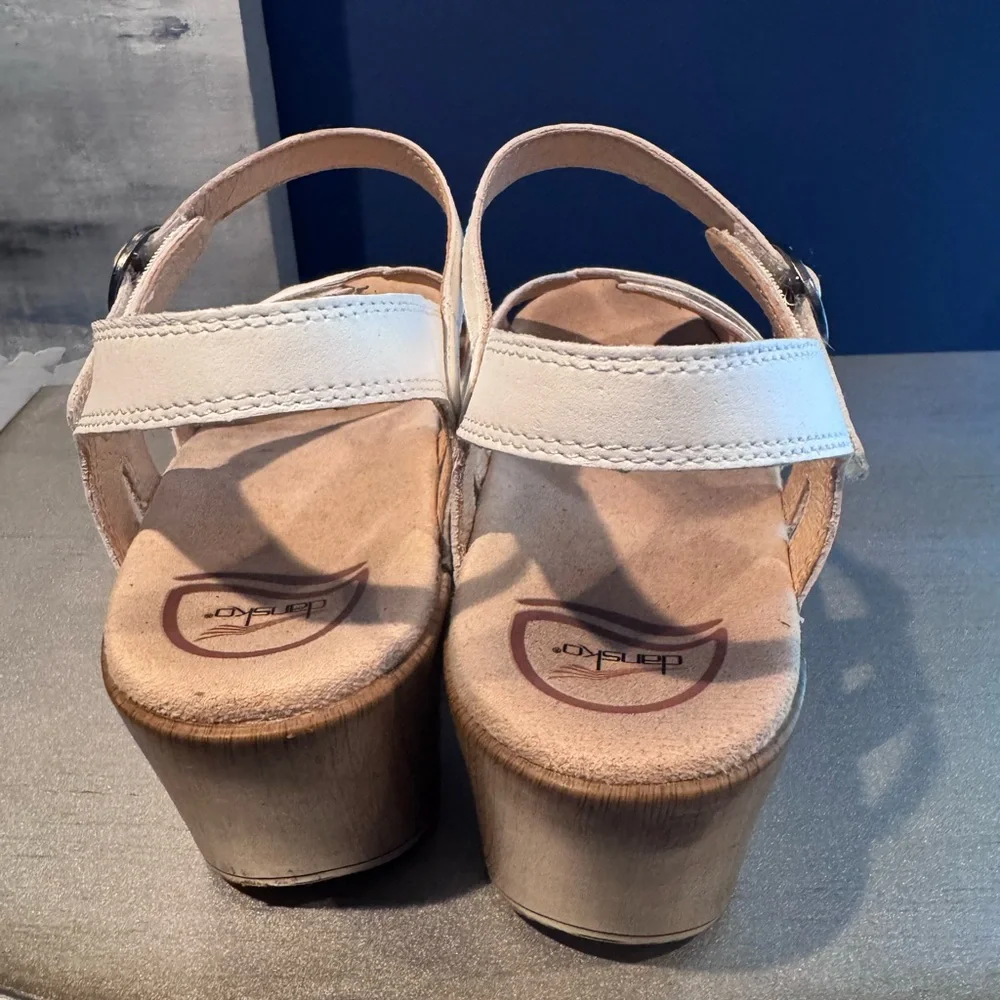 Dansko White Leather Season Sandals with Contoured Footbed - Picture 5 of 9